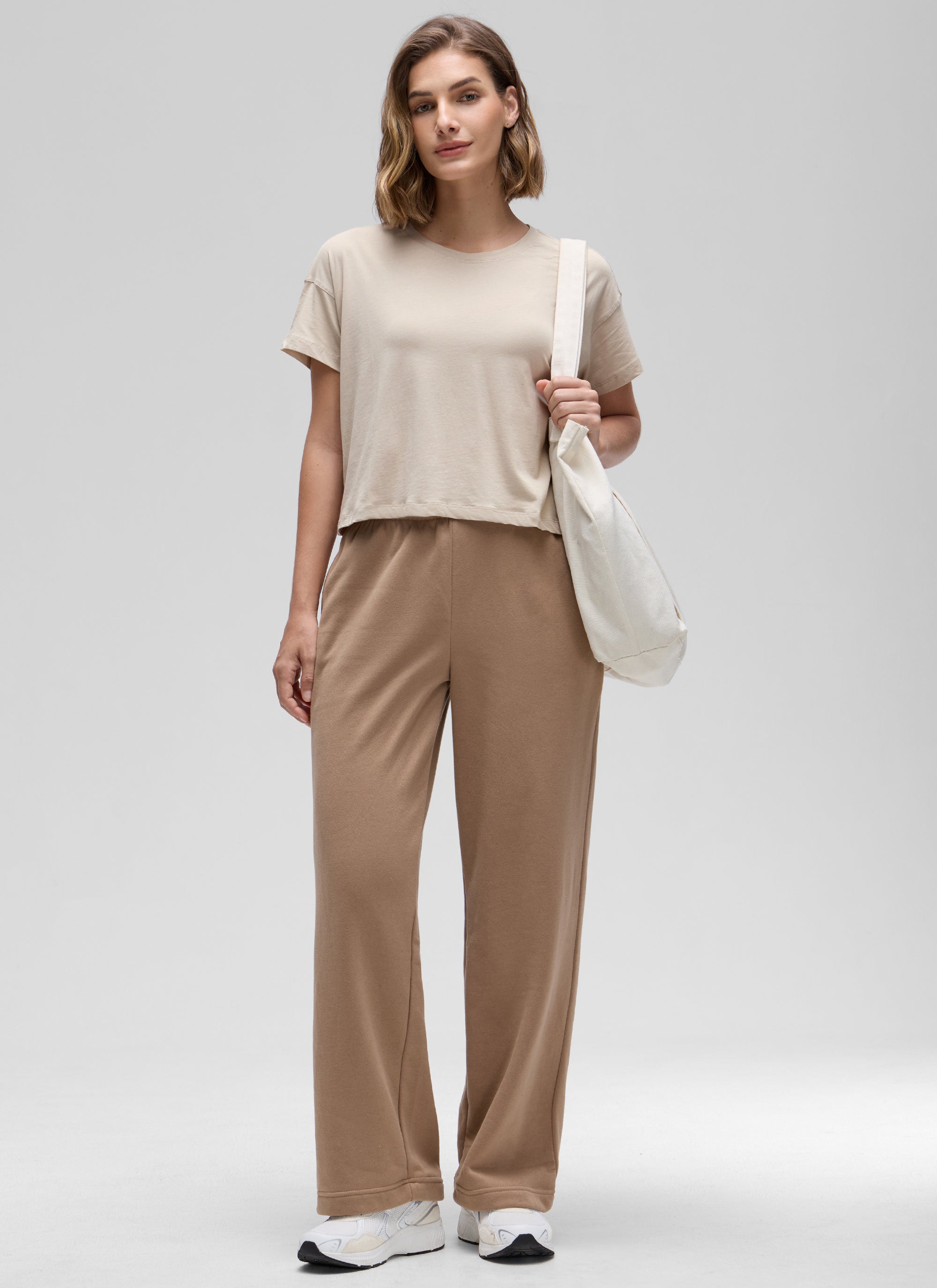 Pima Cotton Crew Neck Cropped Short Sleeve
