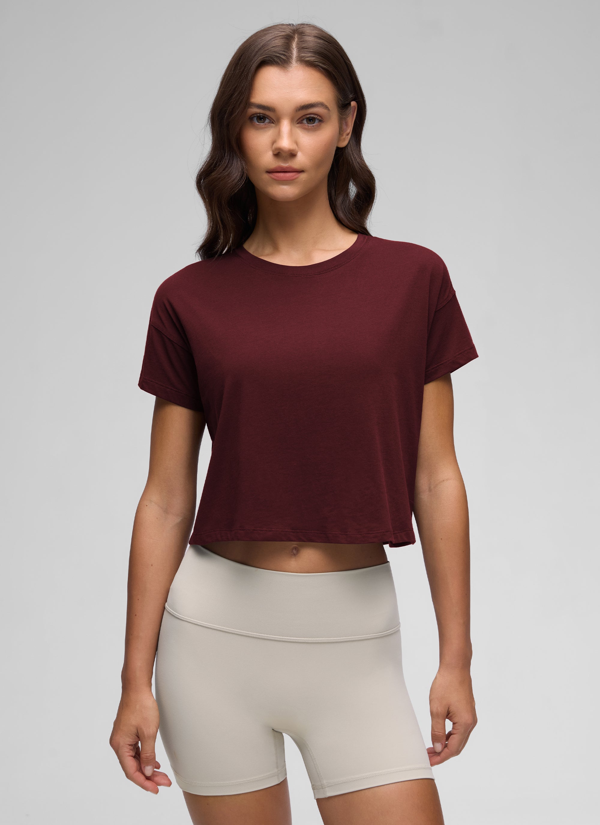 Pima Cotton Crew Neck Cropped Short Sleeve