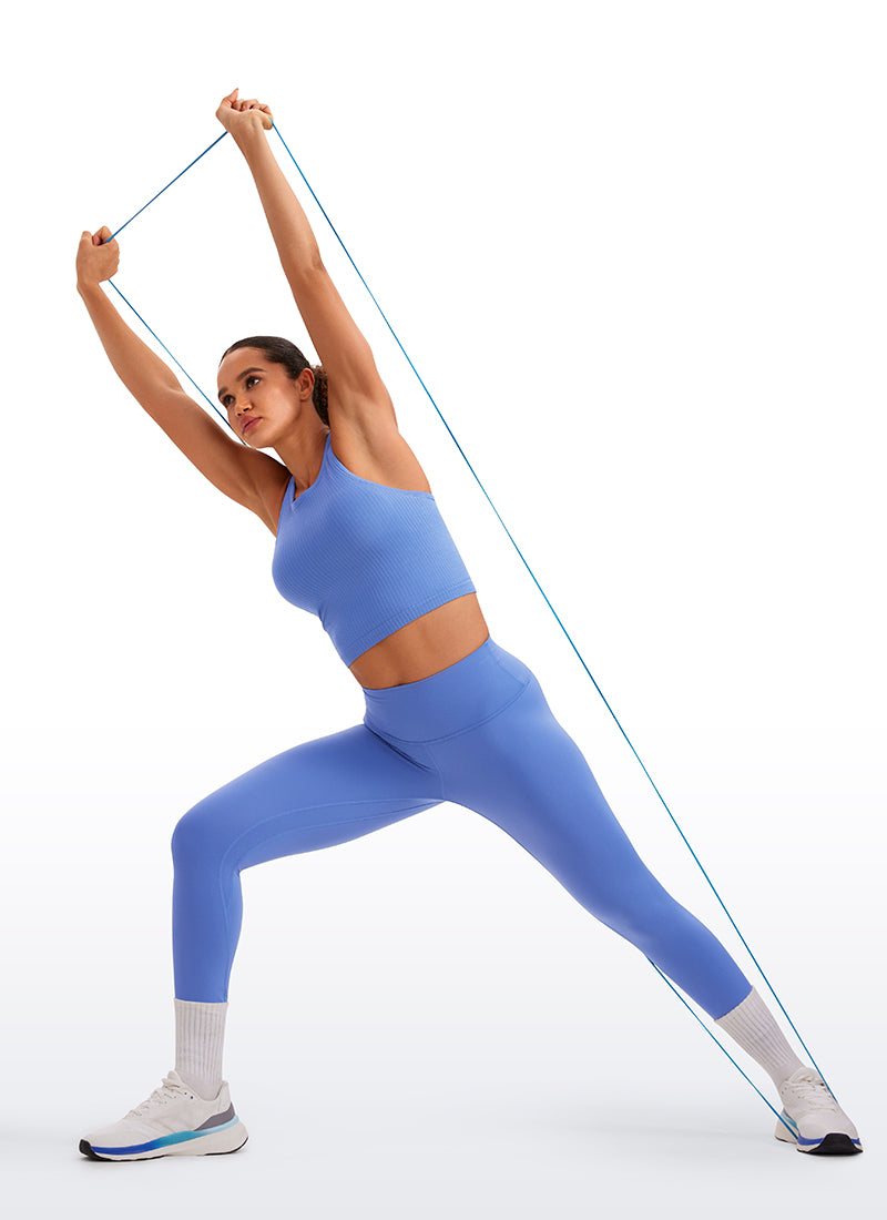 CRZ YOGA Women's Yoga Slim Fit Tops Seamless Longline Tank High Neck French Navy