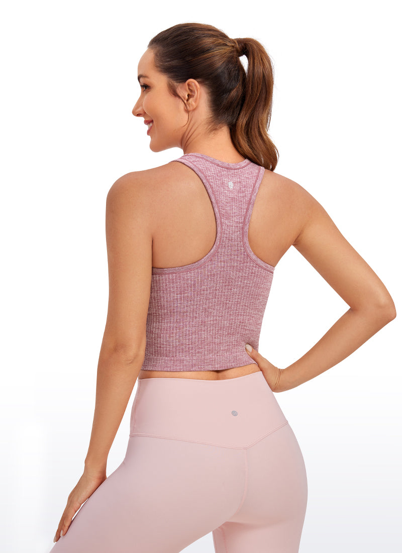 CRZ YOGA Women's Yoga Slim Fit Tops Seamless Longline Tank High Neck Black