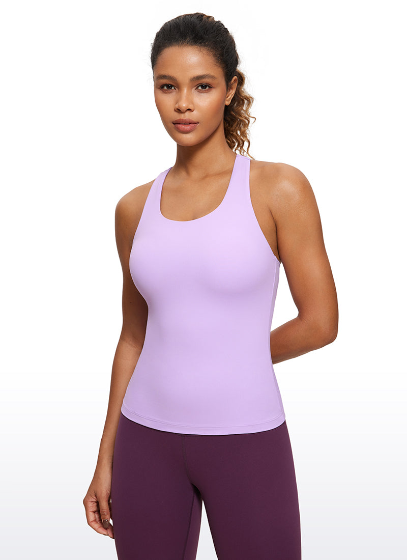 Butterluxe Waist Length Built-in Bra Tank Racerback