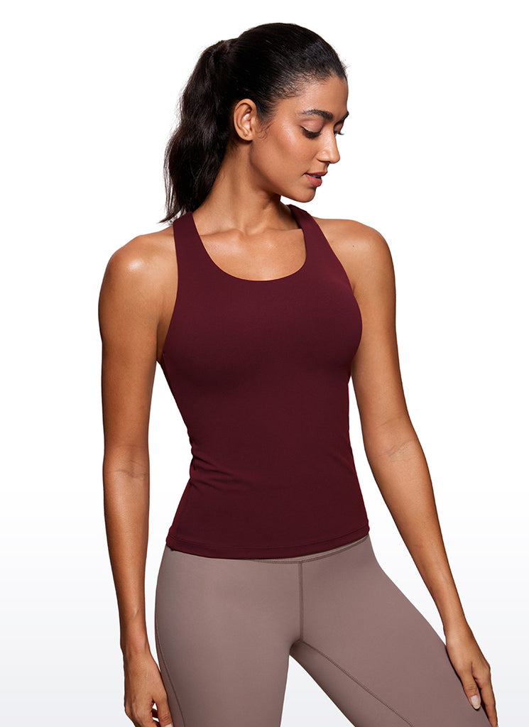 CRZ YOGA Women's Yoga Tight Fit Tops Butterluxe Built-in Bra Tank Dark Carbon