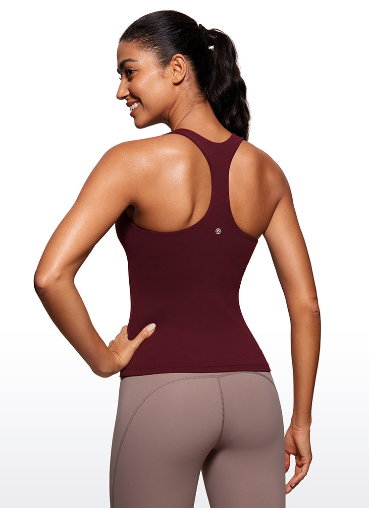 CRZ YOGA Women's Yoga Tight Fit Tops Butterluxe Built-in Bra Tank Dark Carbon