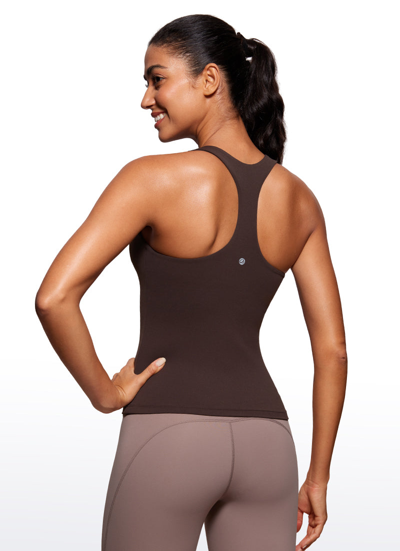 CRZ YOGA Women's Yoga Tight Fit Tops Butterluxe Built-in Bra Tank Grey Sage