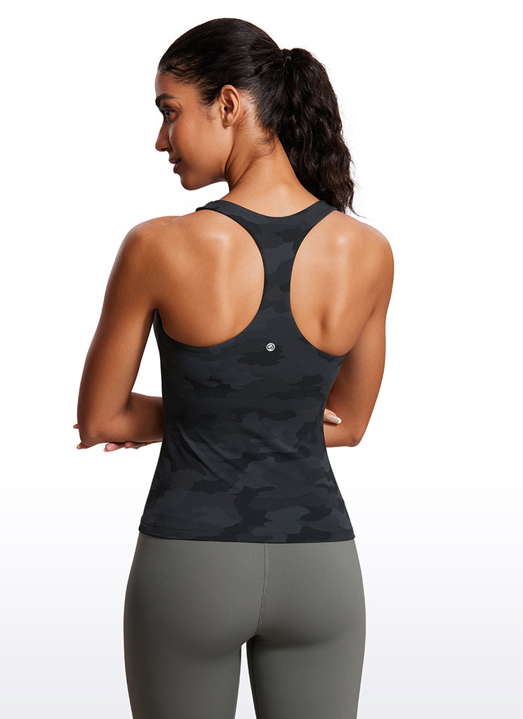 CRZ YOGA Women's Yoga Tight Fit Tops Butterluxe Built-in Bra Tank White