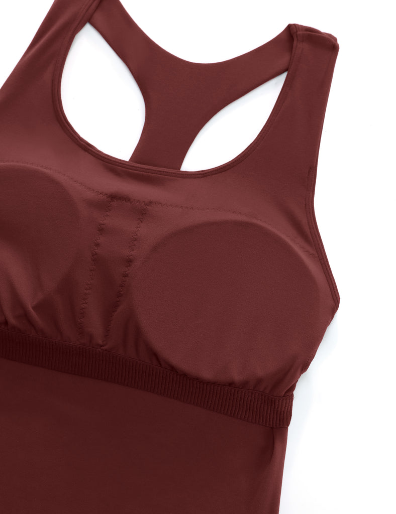 CRZ YOGA Women's Yoga Tight Fit Tops Butterluxe Built-in Bra Tank Noctilucence Red