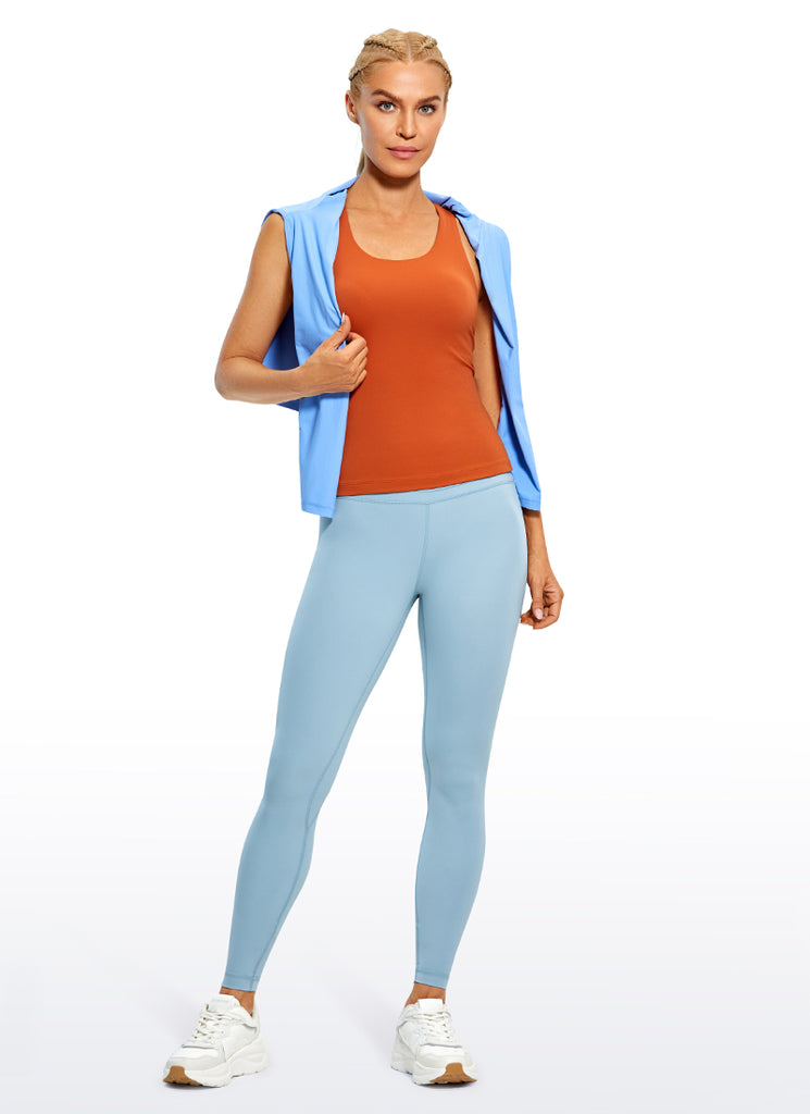 CRZ YOGA Women's Yoga Tight Fit Tops Butterluxe Built-in Bra Tank Noctilucence Red