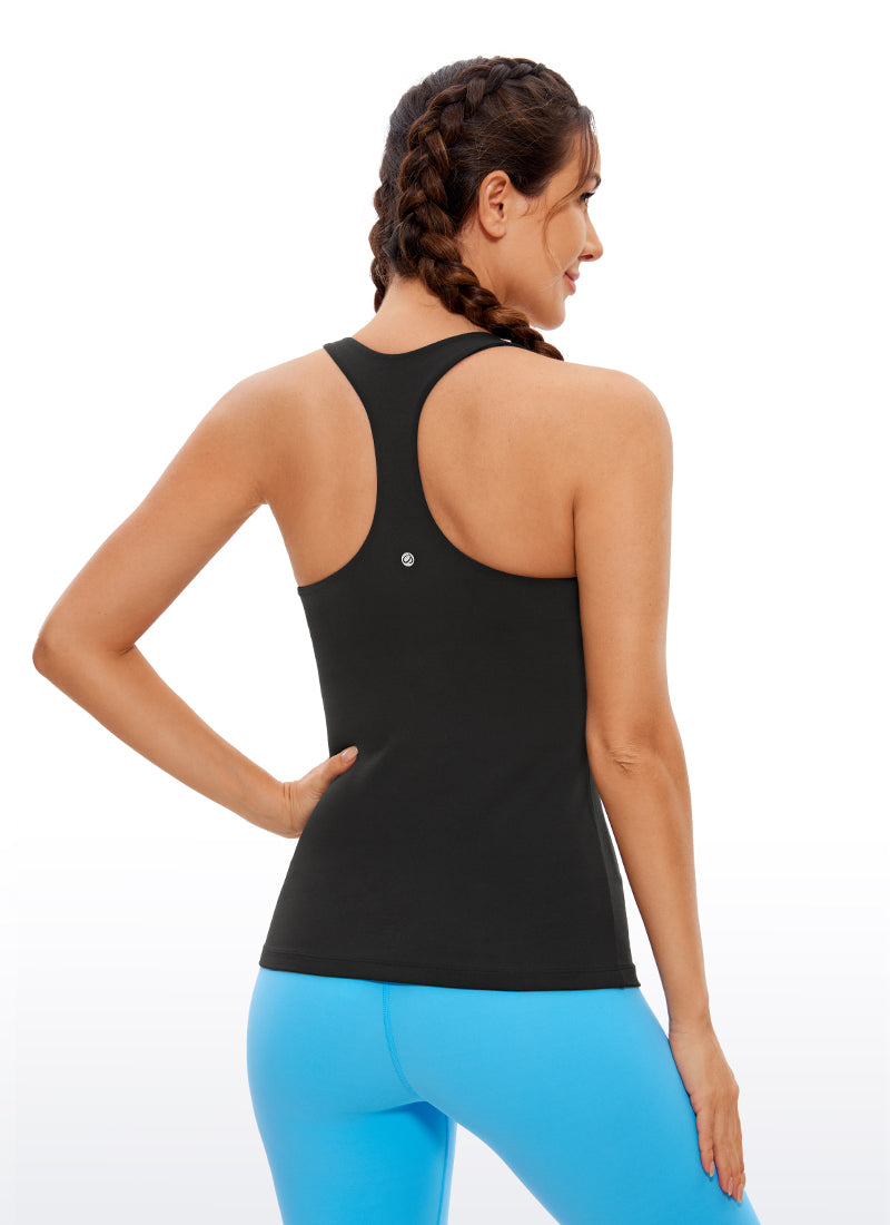 Butterluxe Hip-Length Built in Bra Racerback Tank