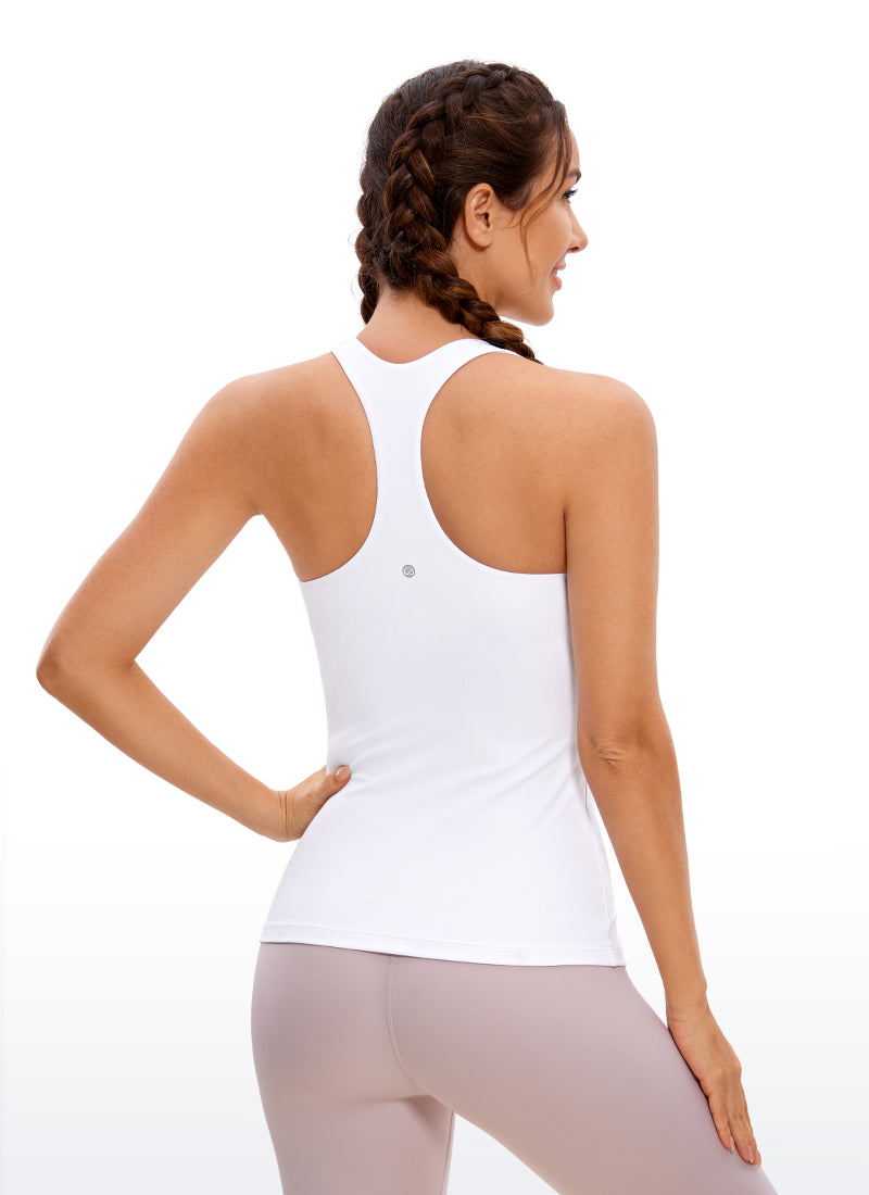 Butterluxe Hip-Length Built in Bra Racerback Tank