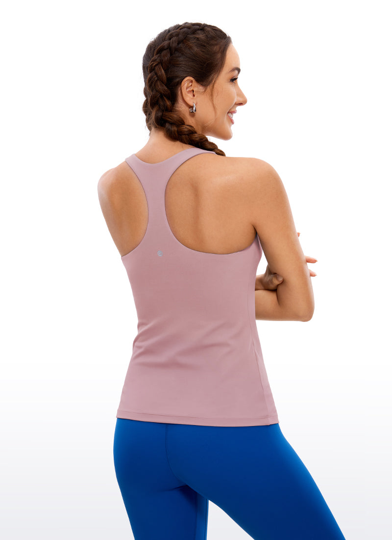 Butterluxe Hip-Length Built in Bra Racerback Tank