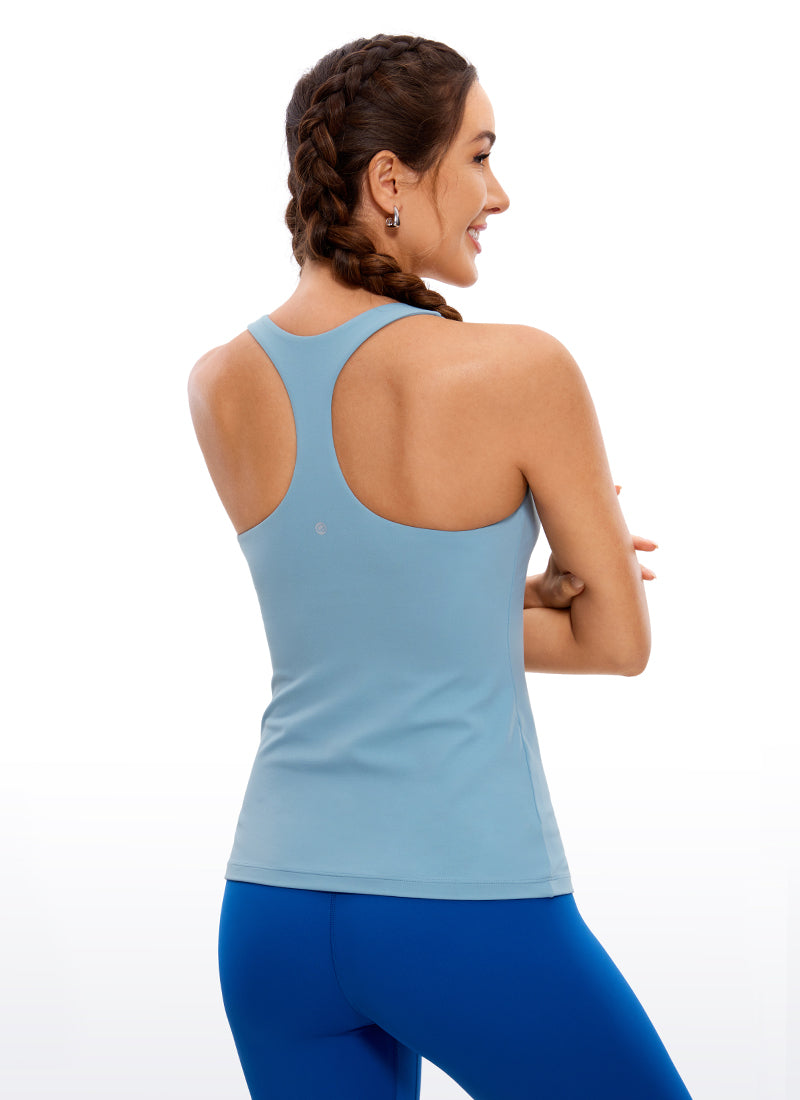 Butterluxe Hip-Length Built in Bra Racerback Tank