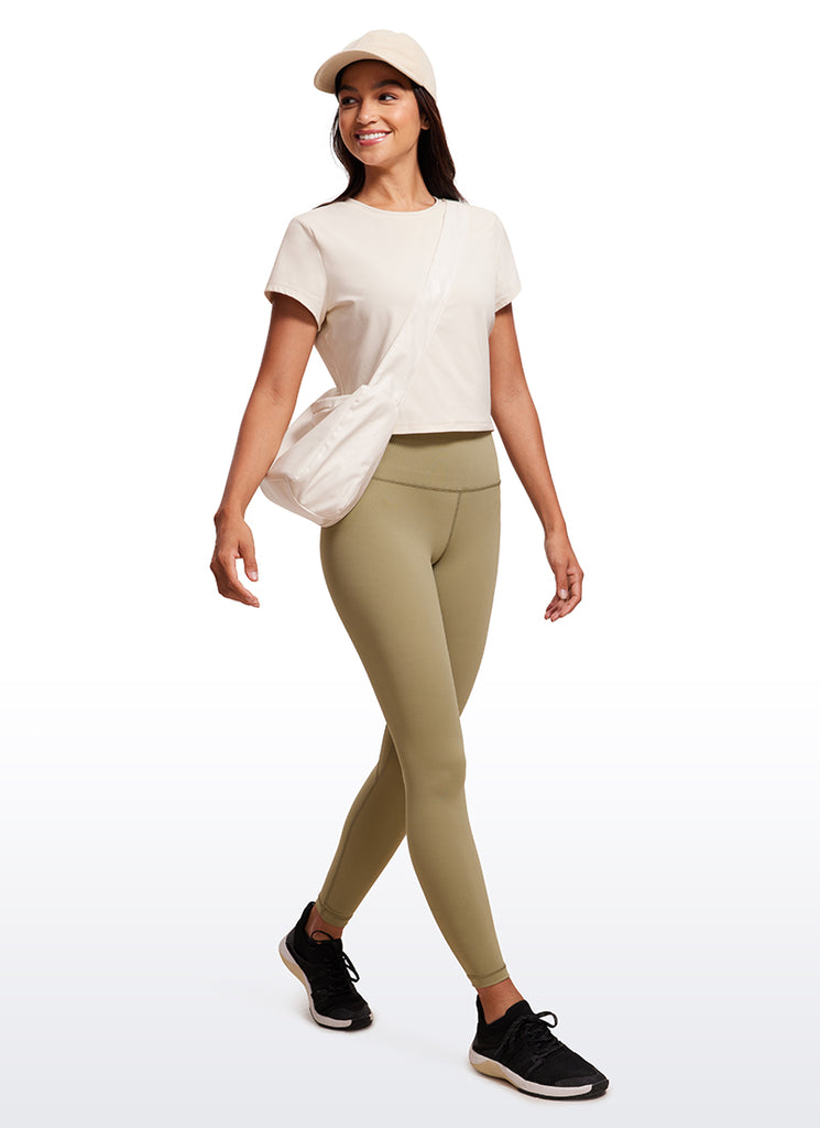 CRZ YOGA Women's Yoga Classic Fit Top Butterluxe Cropped Short Sleeves Black