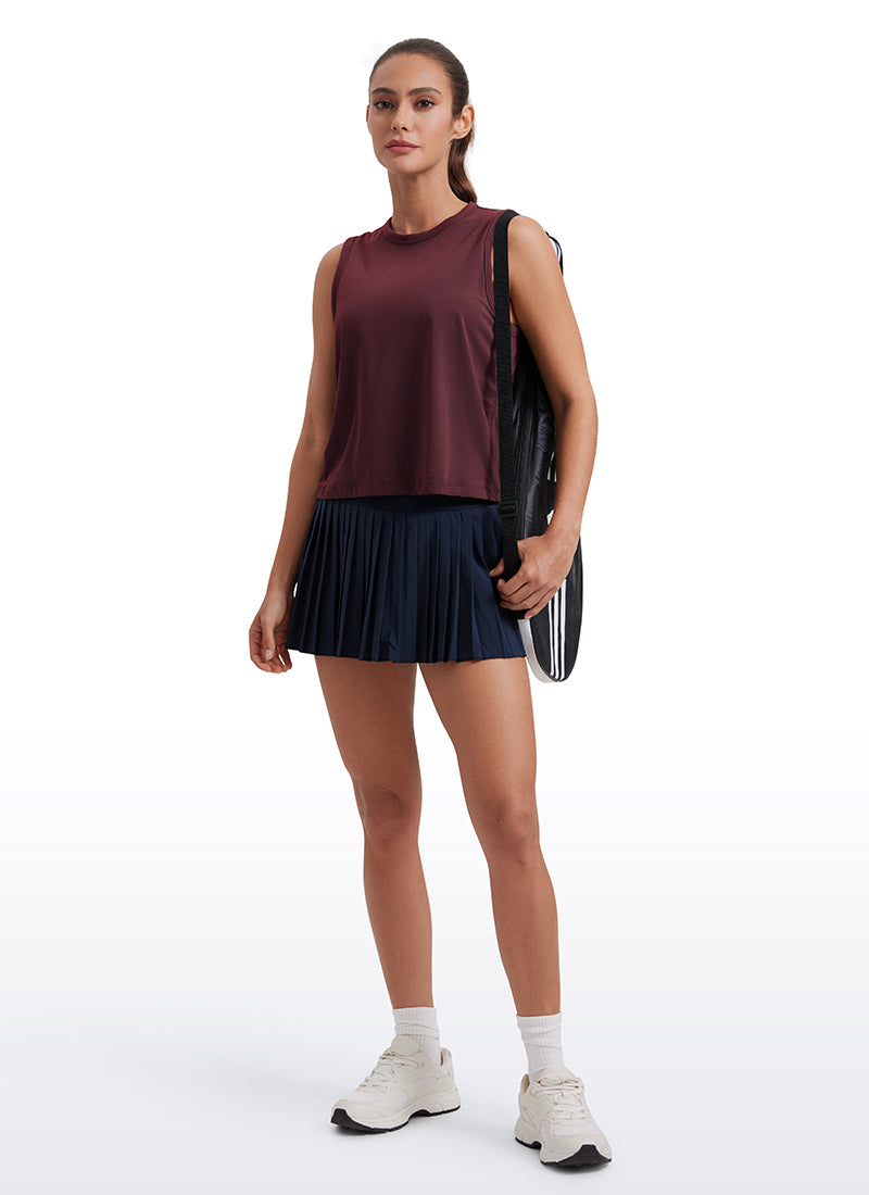 Pima Cotton High Neck Cropped Tank Tops