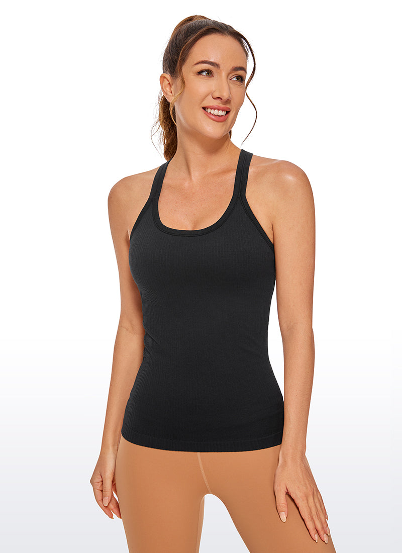 Seamless Ribbed Hip Length Tanks Racerback