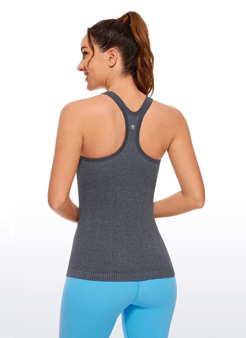 Seamless Ribbed Hip Length Tanks Racerback