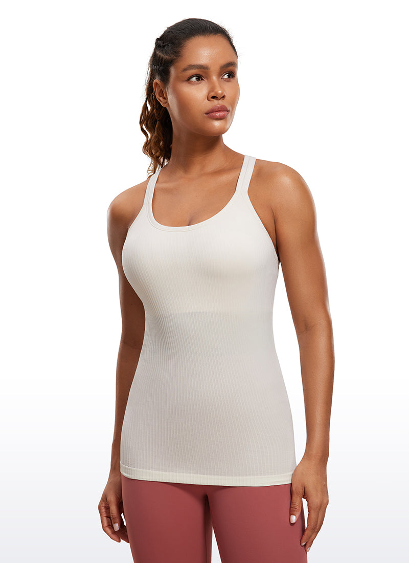 Seamless Ribbed Hip Length Tanks Racerback