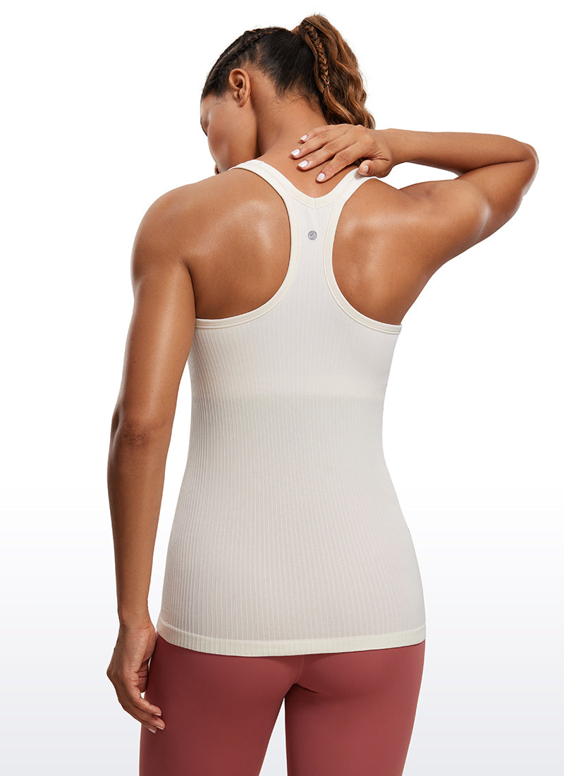 Seamless Ribbed Hip Length Tanks Racerback