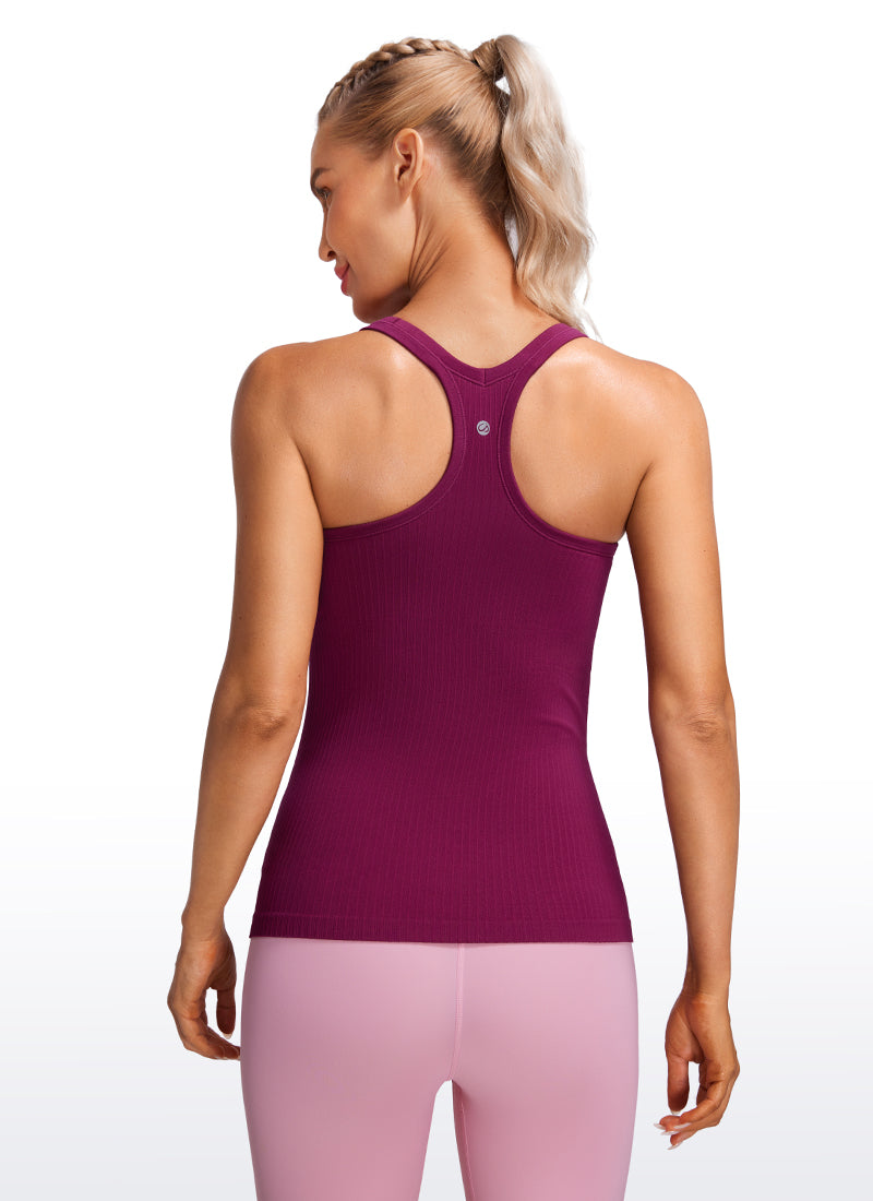 Seamless Ribbed Hip Length Tanks Racerback