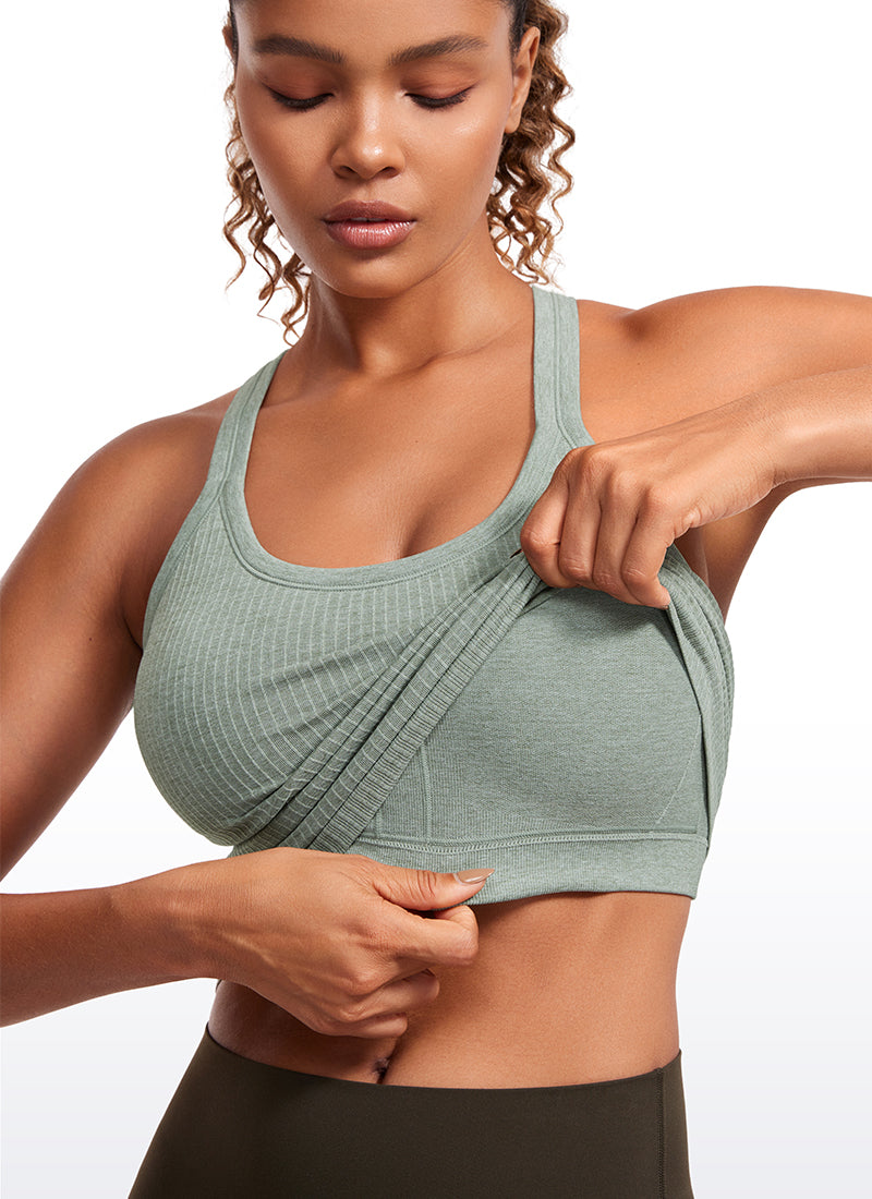 CRZ YOGA Women's Yoga Slim Fit Seamless Tank Crew Neck Waist Length Darkish Green @model_info:GI