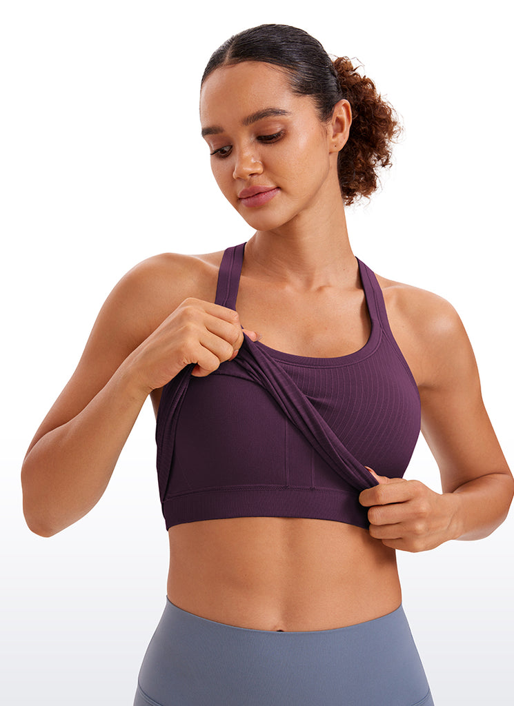 CRZ YOGA Women's Yoga Slim Fit Seamless Tank Crew Neck Waist Length Coffee Brown