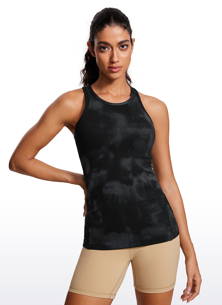 CRZ YOGA Women's Yoga Slim Fit Top Butterluxe Tank Racerback High Neck True Navy