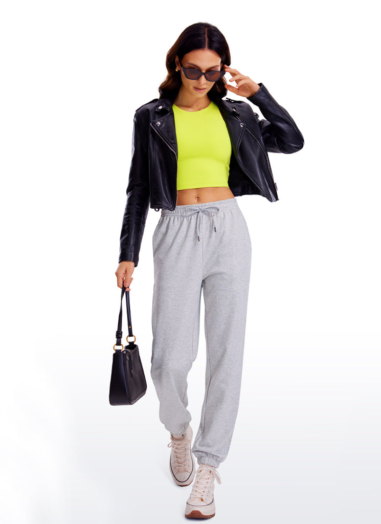 CRZ YOGA Women's Yoga Tight Fit ButterluxeTank Tops Racerback Cropped Neon Yellow