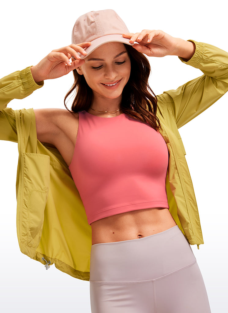 CRZ YOGA Women's Yoga Tight Fit ButterluxeTank Tops Racerback Cropped Pure Blue