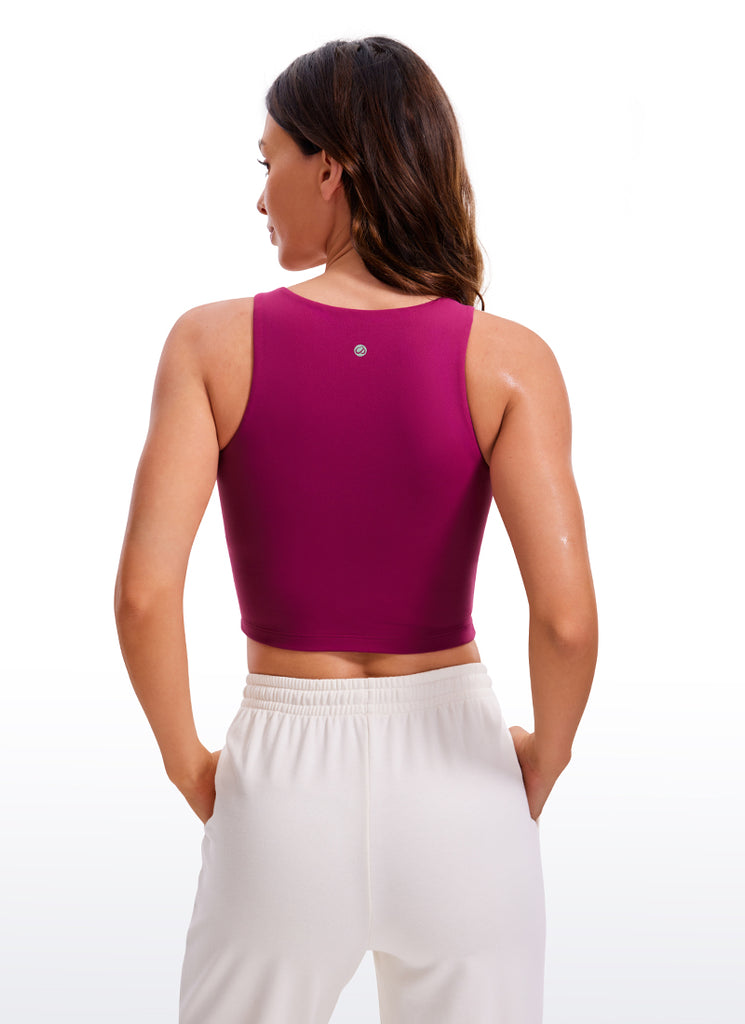 CRZ YOGA Women's Yoga Tight Fit ButterluxeTank Tops Racerback Cropped Magenta Purple