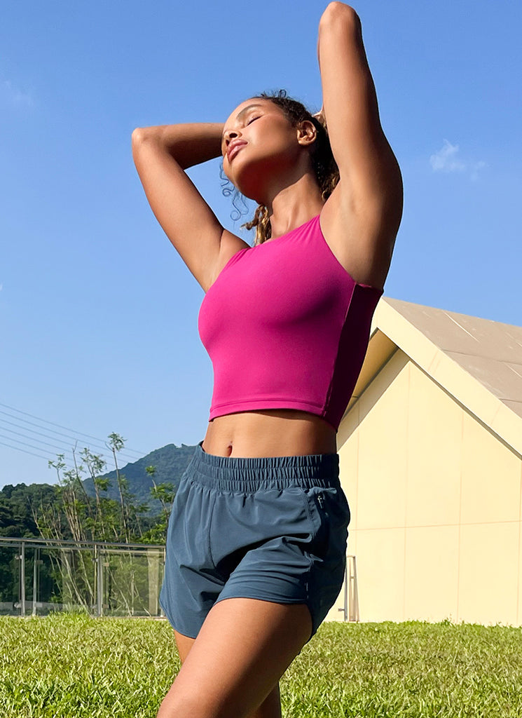 CRZ YOGA Women's Yoga Tight Fit ButterluxeTank Tops Racerback Cropped Magenta Purple