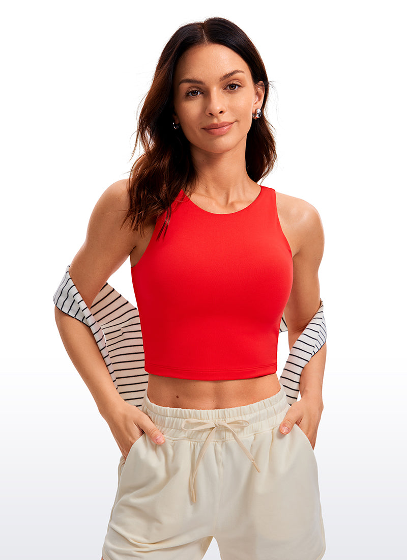 Butterluxe Cropped High Neck Tank Tops Wide Back