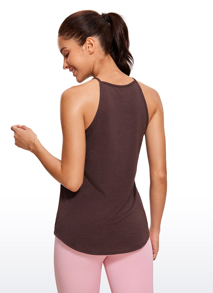 CRZ YOGA Women's Yoga Classic Fit Tops Halter Tank Taupe