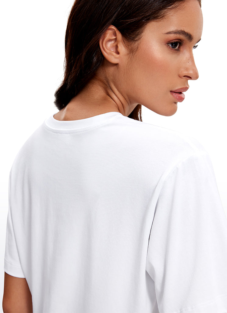 CRZ YOGA Women's Casual Crop Lightweight Short Sleeves Waist length Black