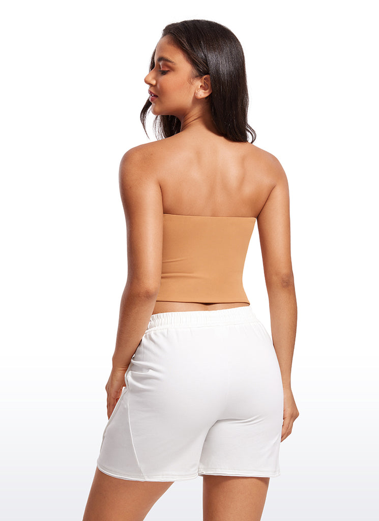 CRZ YOGA Women's Casual Butterluxe Tight Fit Strapless Tops Doe Brown