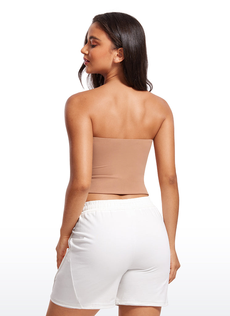 CRZ YOGA Women's Casual Butterluxe Tight Fit Strapless Tops Doe Brown