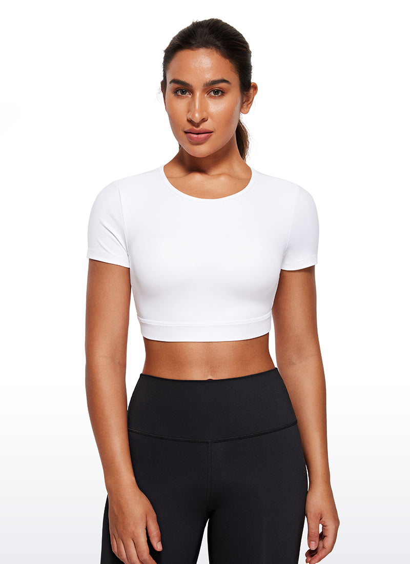 Butterluxe Open Back Cropped Short Sleeves