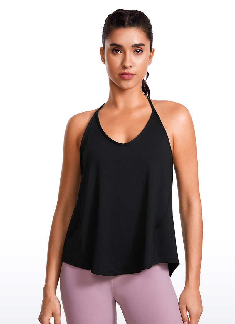 Lightweight Halter Tie Back Tank V Neck