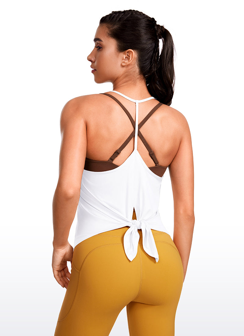 Lightweight Halter Tie Back Tank V Neck