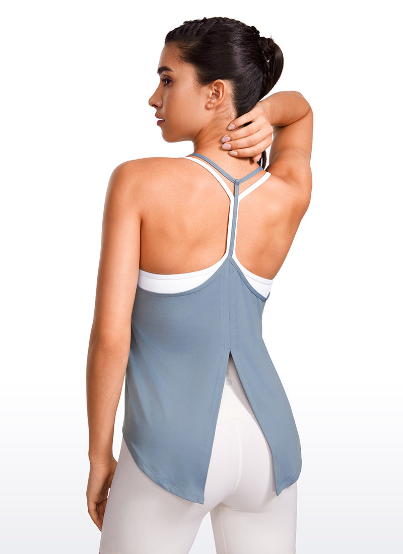 Lightweight Halter Tie Back Tank V Neck