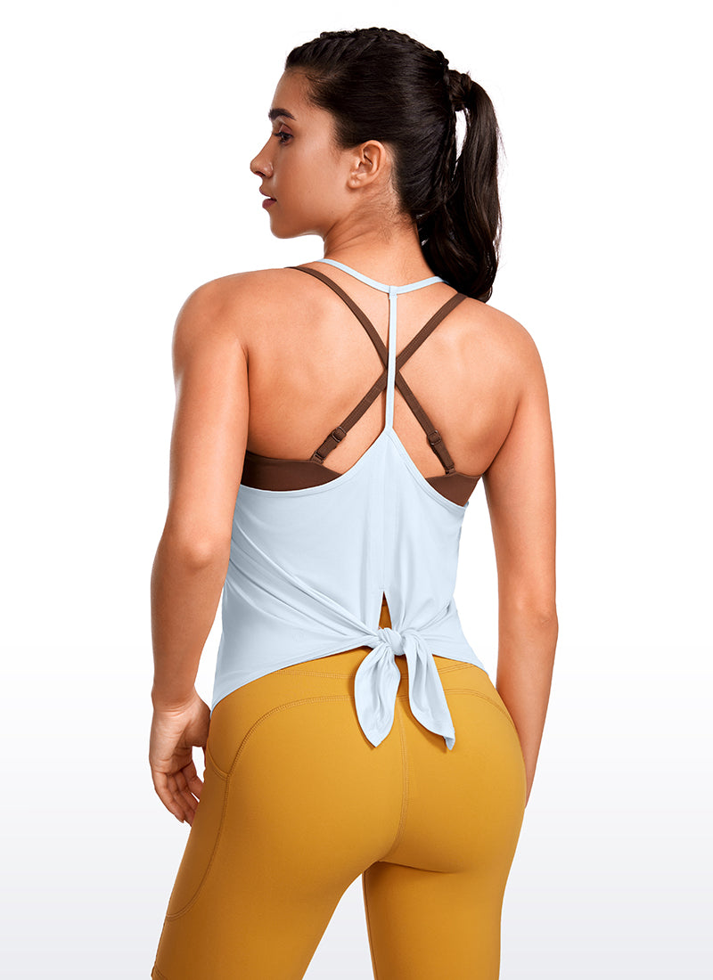 Lightweight Halter Tie Back Tank V Neck