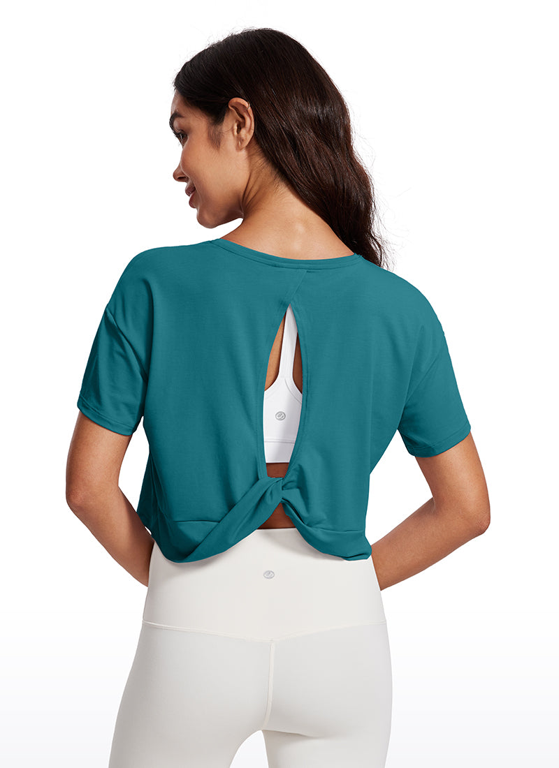 Open Back Cropped Short Sleeves