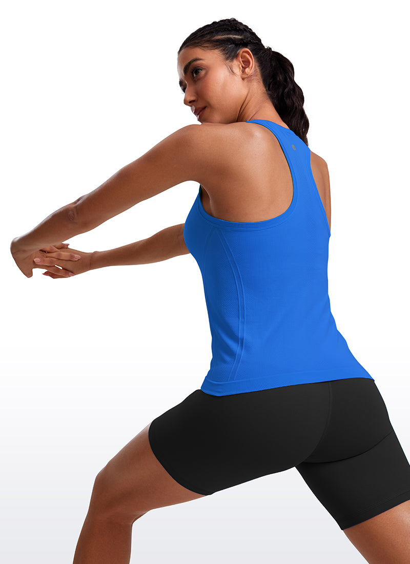 CRZ YOGA Women's Yoga Slim Fit Tops Seamless High Crew Neck Tank Taupe