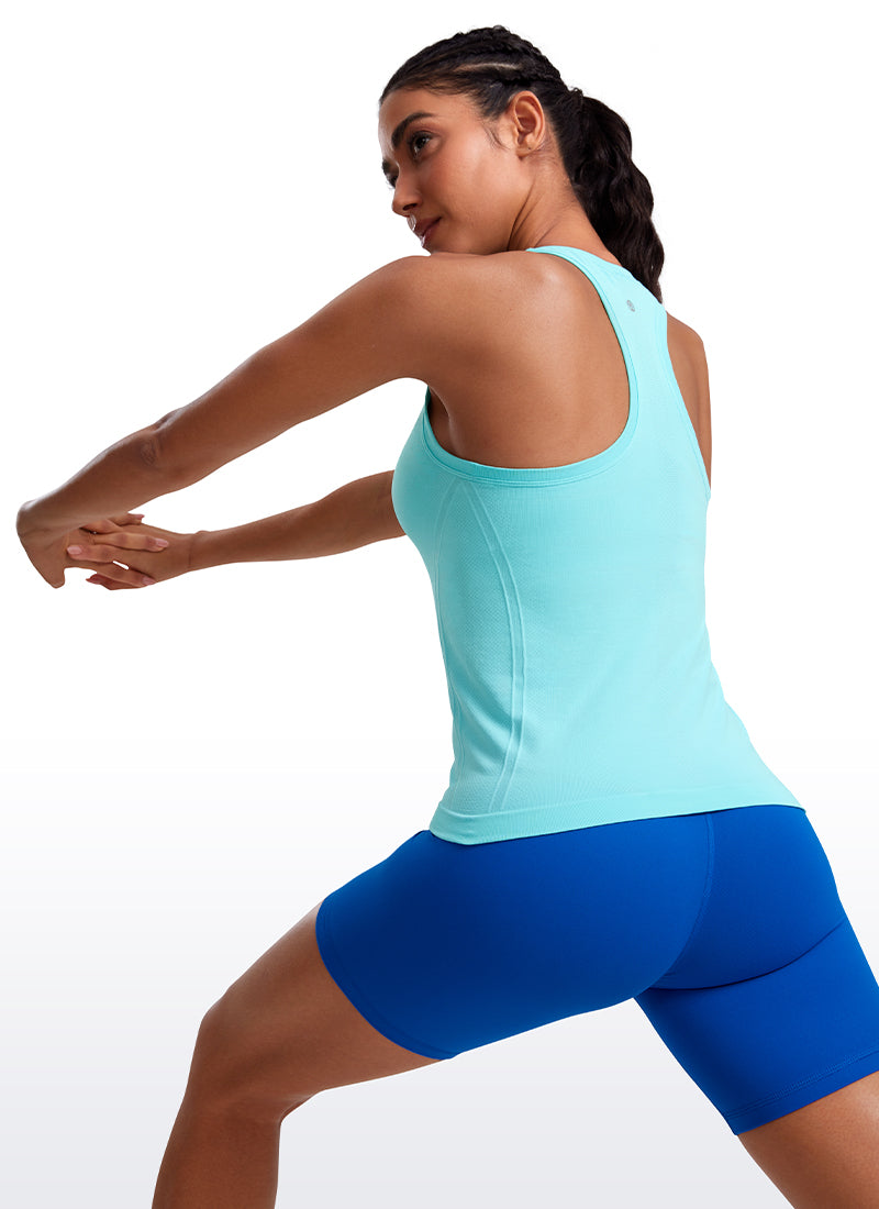 CRZ YOGA Women's Yoga Slim Fit Tops Seamless High Crew Neck Tank Black