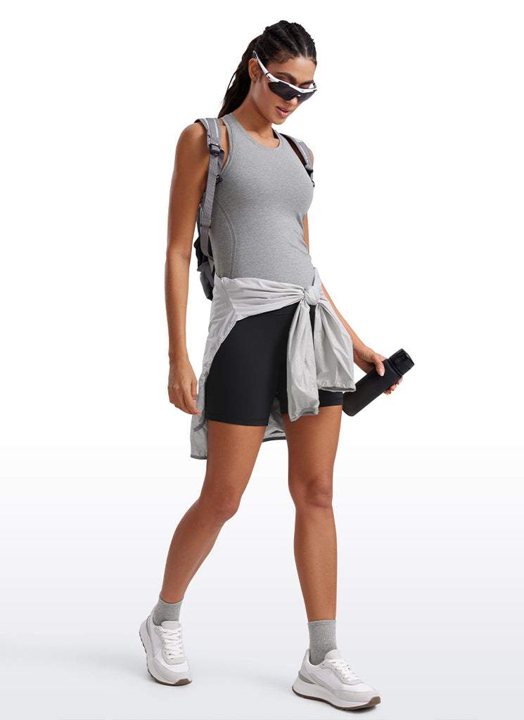 CRZ YOGA Women's Yoga Slim Fit Tops Seamless High Crew Neck Tank True Navy