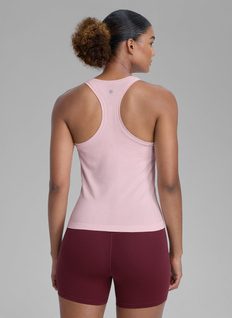 CRZ YOGA Women's Yoga Slim Fit Tops Seamless High Crew Neck Tank Strawberry Pink