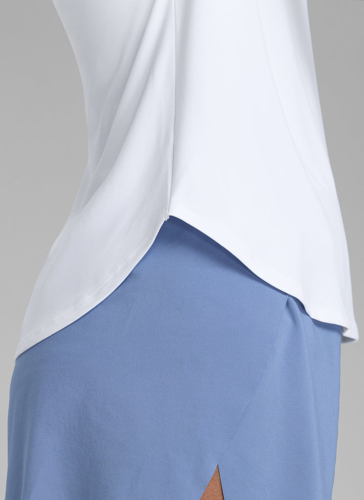 CRZ YOGA Women's Workout Lightweight Crewneck Short Sleeves Side Slit Pitch Blue