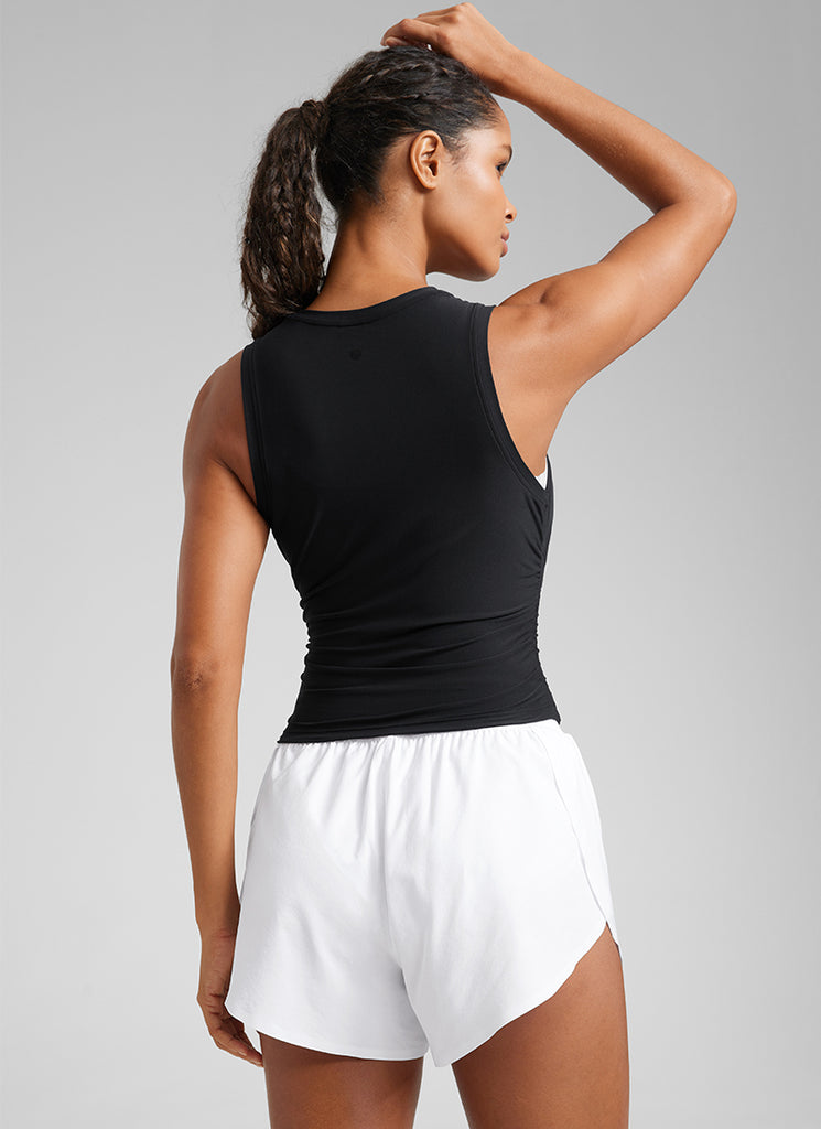 CRZ YOGA Women's Workout Tight Fit Ruched Athletic Tank High Neck Mint Moment