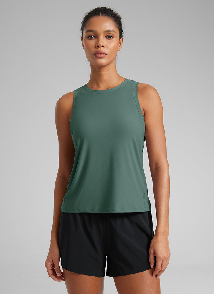 CRZ YOGA Women's Lightweight Workout Loose Fit Athletic Tank Crew Neck Magenta