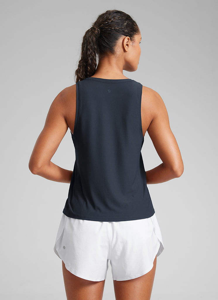 CRZ YOGA Women's Lightweight Workout Loose Fit Athletic Tank Crew Neck White