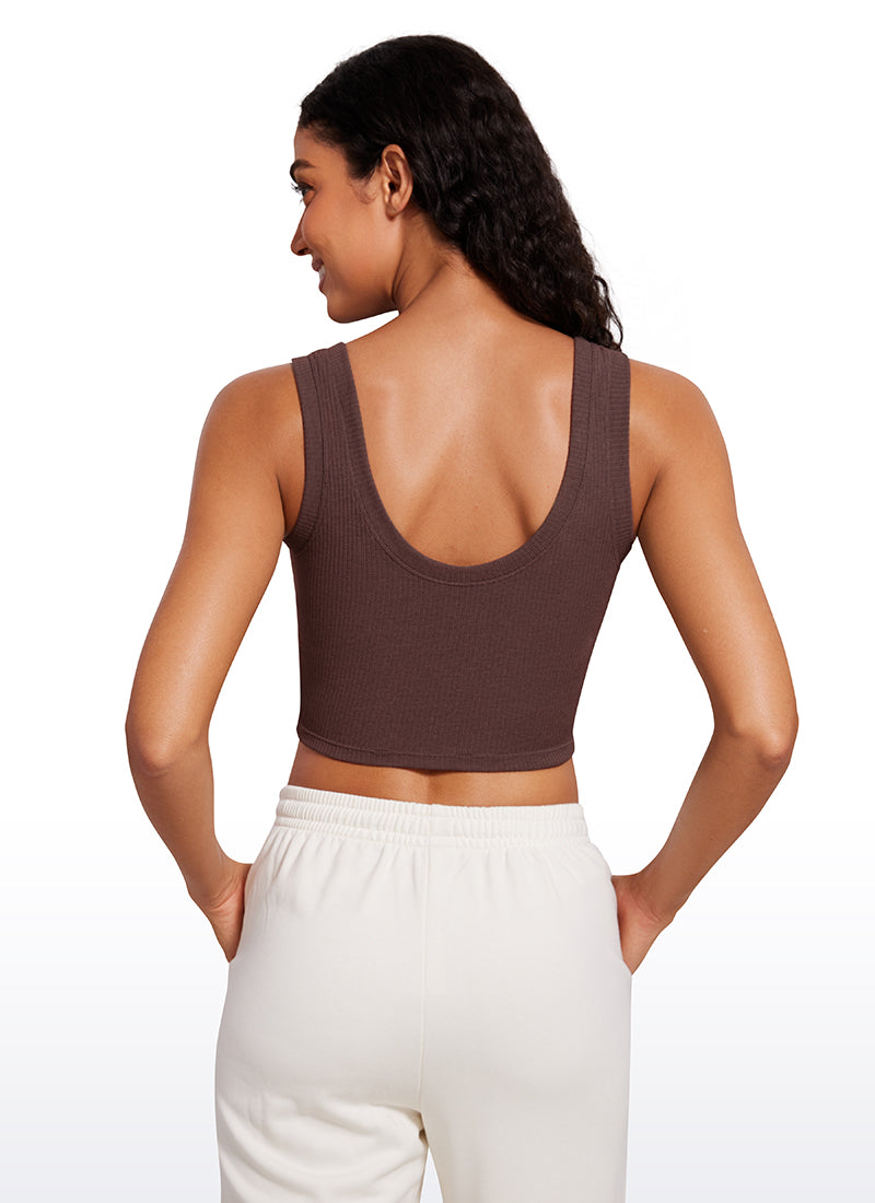 Ribbed Cropped Length Scoop Neck Tank