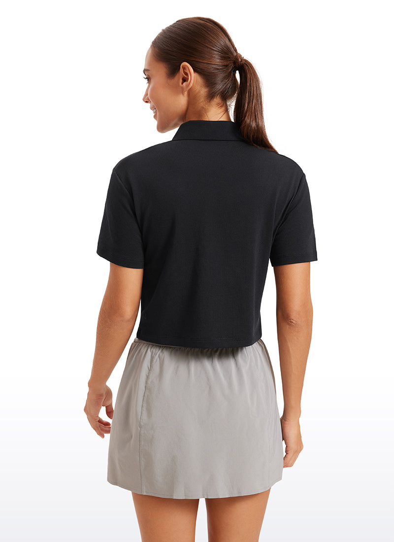 3 Button Collared Quick Dry Cropped Tennis Polo